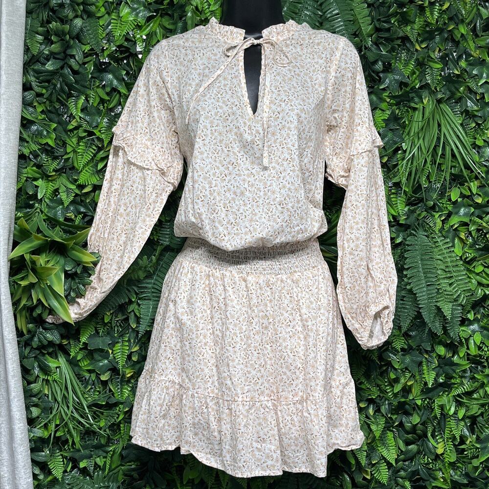 CHARLIE HOLIDAY ANTHROPOLOGIE Dress Women 4‎ Orange Floral Boho Cottage 2803